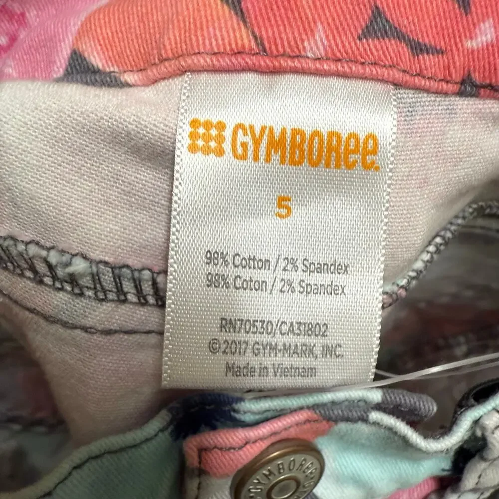 Gymboree Girls Pants Enchanted Winter Flowers Gray Pink Size 5‎